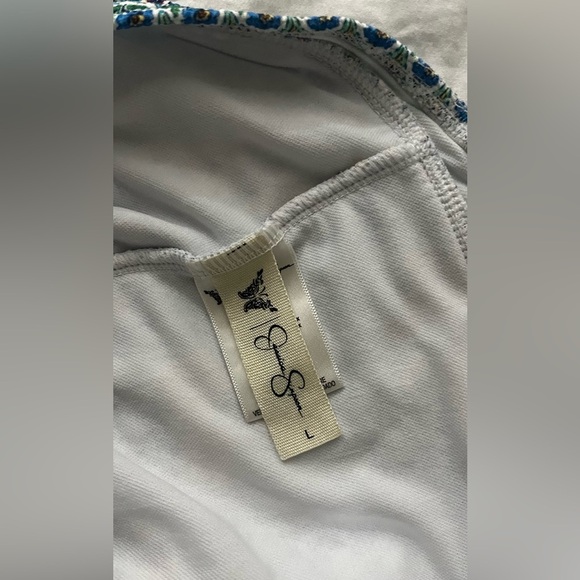 Jessica Simpson Blue and Yellow One Piece Swimsuit with V-Cut Neckline - Picture 4 of 4